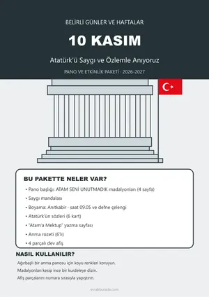 10 Kasım Atatürk Haftası pano paketi kapağı
