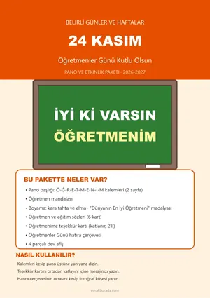 24 Kasım Öğretmenler Günü pano paketi kapağı
