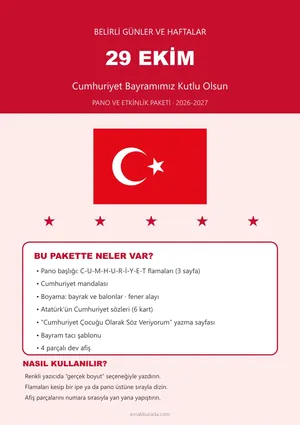 29 Ekim Cumhuriyet Bayramı pano paketi kapağı
