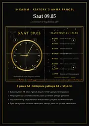 Atatürk Anma Panosu — Saat 09.05 (8 sayfa · 84 × 59 cm) — 1. sayfa