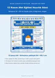 12 Kasım Afet Eğitimi Hazırlık Günü Dev Panosu (12 parça · 84 × 89 cm) — 1. sayfa