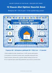 12 Kasım Afet Eğitimi Hazırlık Günü Pano Şeridi ve 6 Bilgi Posteri (8 parça · 84 × 59 cm) — 1. sayfa