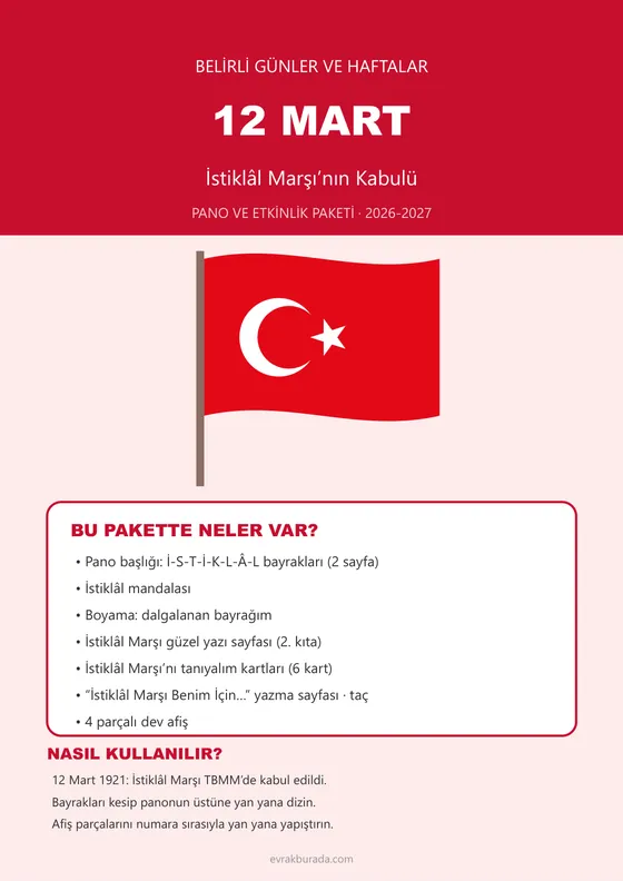 12 Mart İstiklâl Marşı’nın Kabulü Pano ve Etkinlik Paketi kapağı