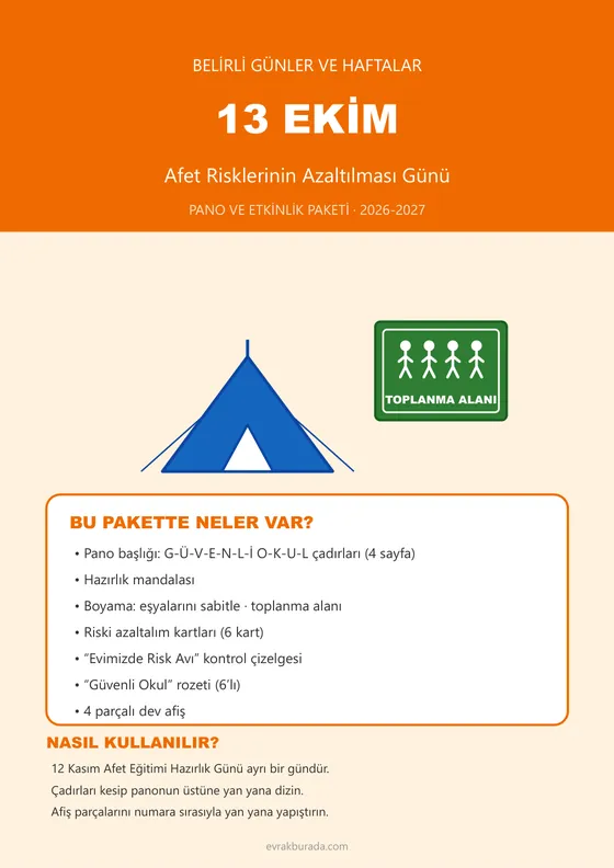 13 Ekim Dünya Afet Risklerinin Azaltılması Günü Pano ve Etkinlik Paketi kapağı