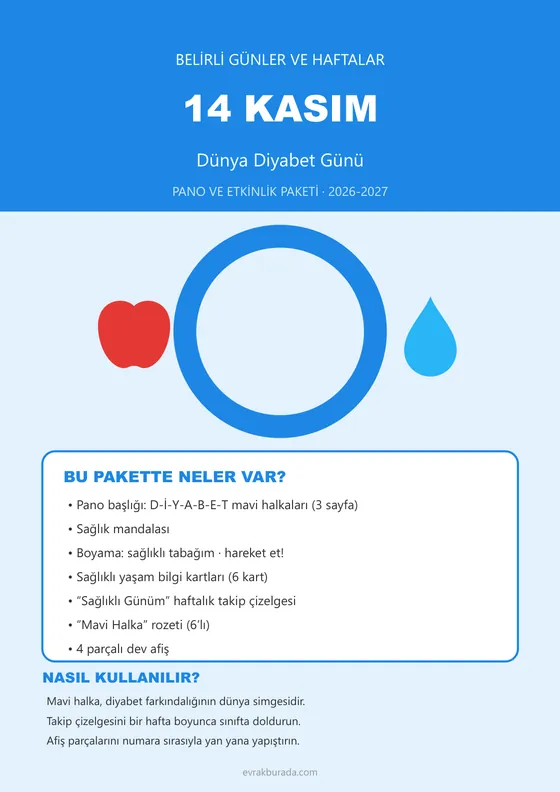 14 Kasım Dünya Diyabet Günü Pano ve Etkinlik Paketi kapağı