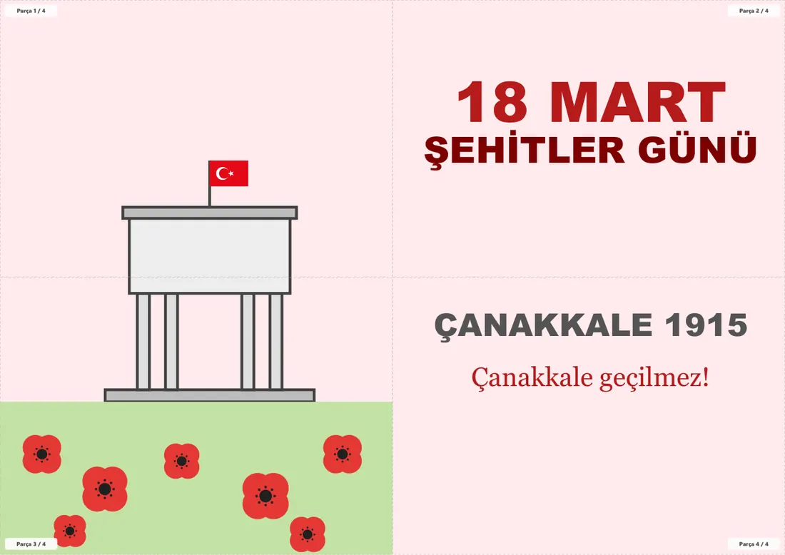 18 Mart Şehitler Günü Pano ve Etkinlik Paketi birleşik görünüm
