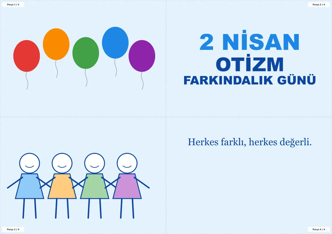 2 Nisan Dünya Otizm Farkındalık Günü Pano ve Etkinlik Paketi birleşik görünüm