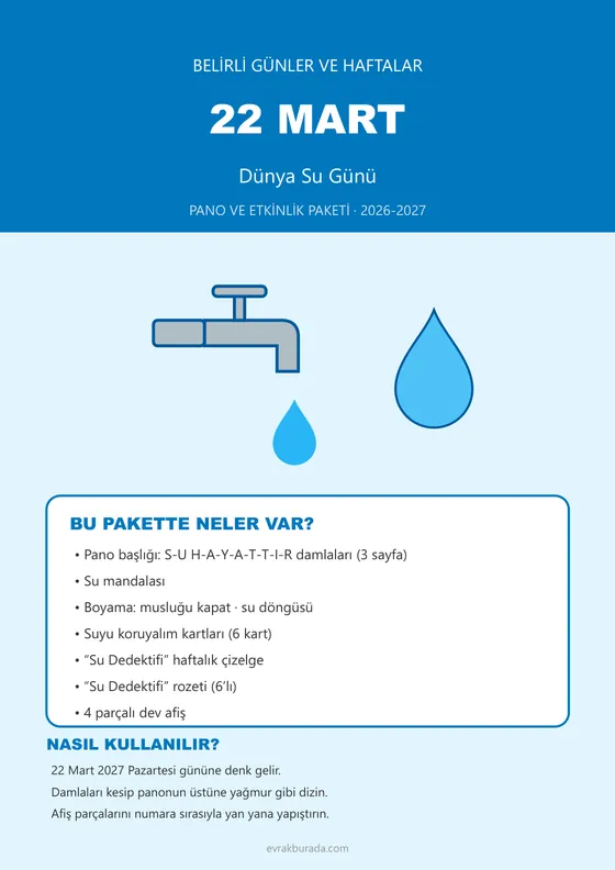 22 Mart Dünya Su Günü Pano ve Etkinlik Paketi kapağı