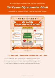 24 Kasım Öğretmenler Günü Dev Panosu (12 parça · 84 × 89 cm) — 1. sayfa