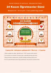 24 Kasım Öğretmenler Günü Pano Şeridi ve 6 Bilgi Posteri (8 parça · 84 × 59 cm) — 1. sayfa