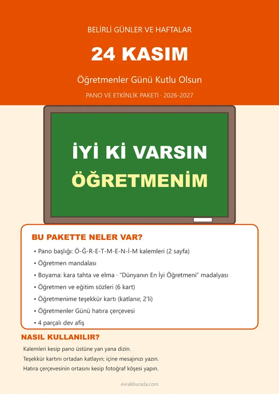 Öğretmenler Günü Pano ve Etkinlik Paketi kapağı