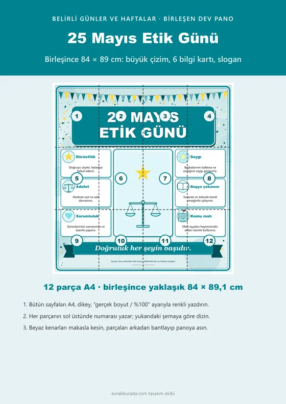 25 Mayıs Etik Günü Dev Panosu (12 parça · 84 × 89 cm) kapağı