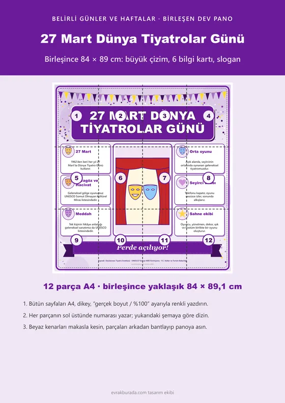 27 Mart Dünya Tiyatrolar Günü Dev Panosu (12 parça · 84 × 89 cm) kapağı