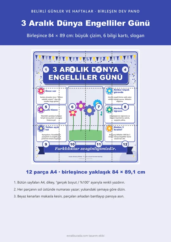 3 Aralık Dünya Engelliler Günü Dev Panosu (12 parça · 84 × 89 cm) kapağı