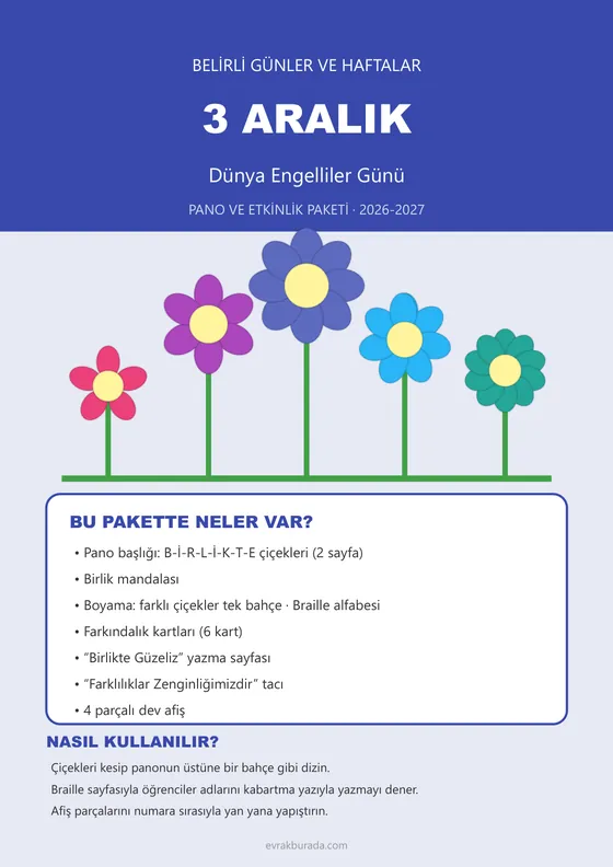 3 Aralık Dünya Engelliler Günü Pano ve Etkinlik Paketi kapağı