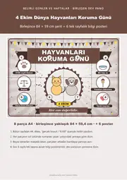 4 Ekim Dünya Hayvanları Koruma Günü Pano Şeridi ve 6 Bilgi Posteri (8 parça · 84 × 59 cm) — 1. sayfa