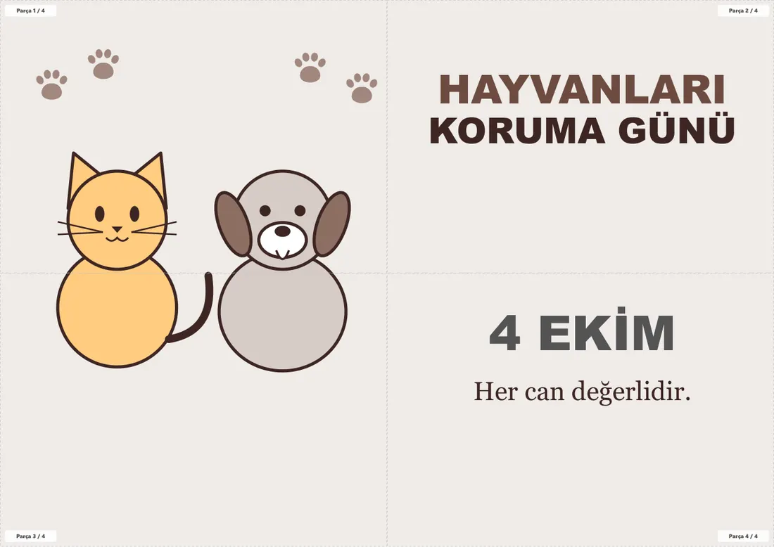 4 Ekim Dünya Hayvanları Koruma Günü Pano ve Etkinlik Paketi birleşik görünüm
