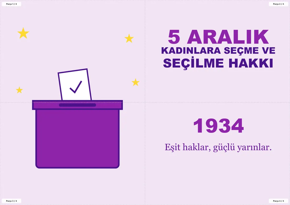 5 Aralık Kadınlara Seçme ve Seçilme Hakkı Pano ve Etkinlik Paketi birleşik görünüm