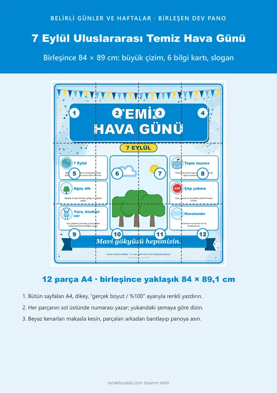 7 Eylül Uluslararası Temiz Hava Günü Dev Panosu (12 parça · 84 × 89 cm) kapağı