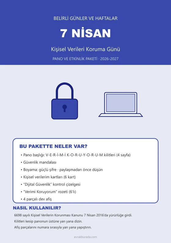 7 Nisan Kişisel Verileri Koruma Günü Pano ve Etkinlik Paketi kapağı
