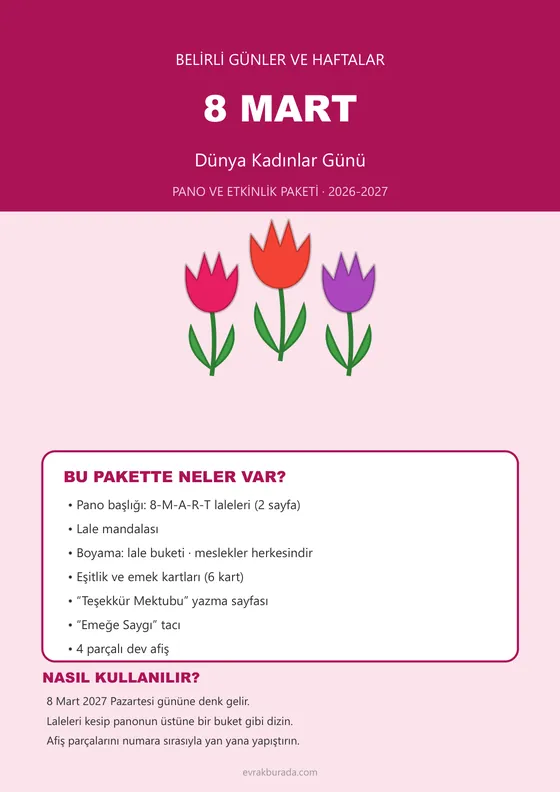 8 Mart Dünya Kadınlar Günü Pano ve Etkinlik Paketi kapağı
