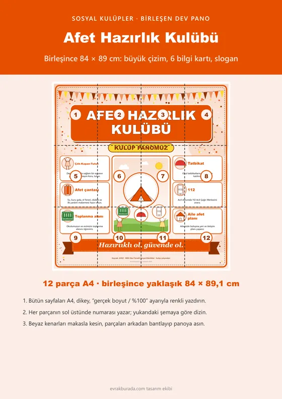 Afet Hazırlık Kulübü Dev Panosu (12 parça · 84 × 89 cm) kapağı