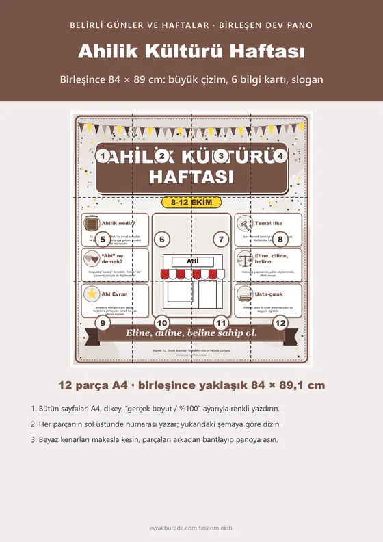 Ahilik Kültürü Haftası Dev Panosu (12 parça · 84 × 89 cm) kapağı