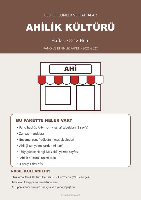 Ahilik Kültürü Haftası Pano ve Etkinlik Paketi kapağı