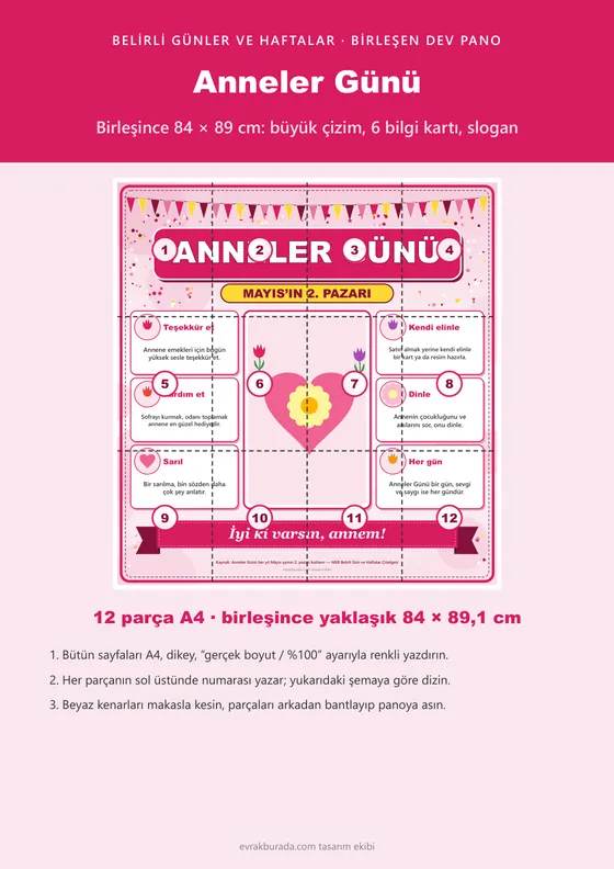 Anneler Günü Dev Panosu (12 parça · 84 × 89 cm) kapağı