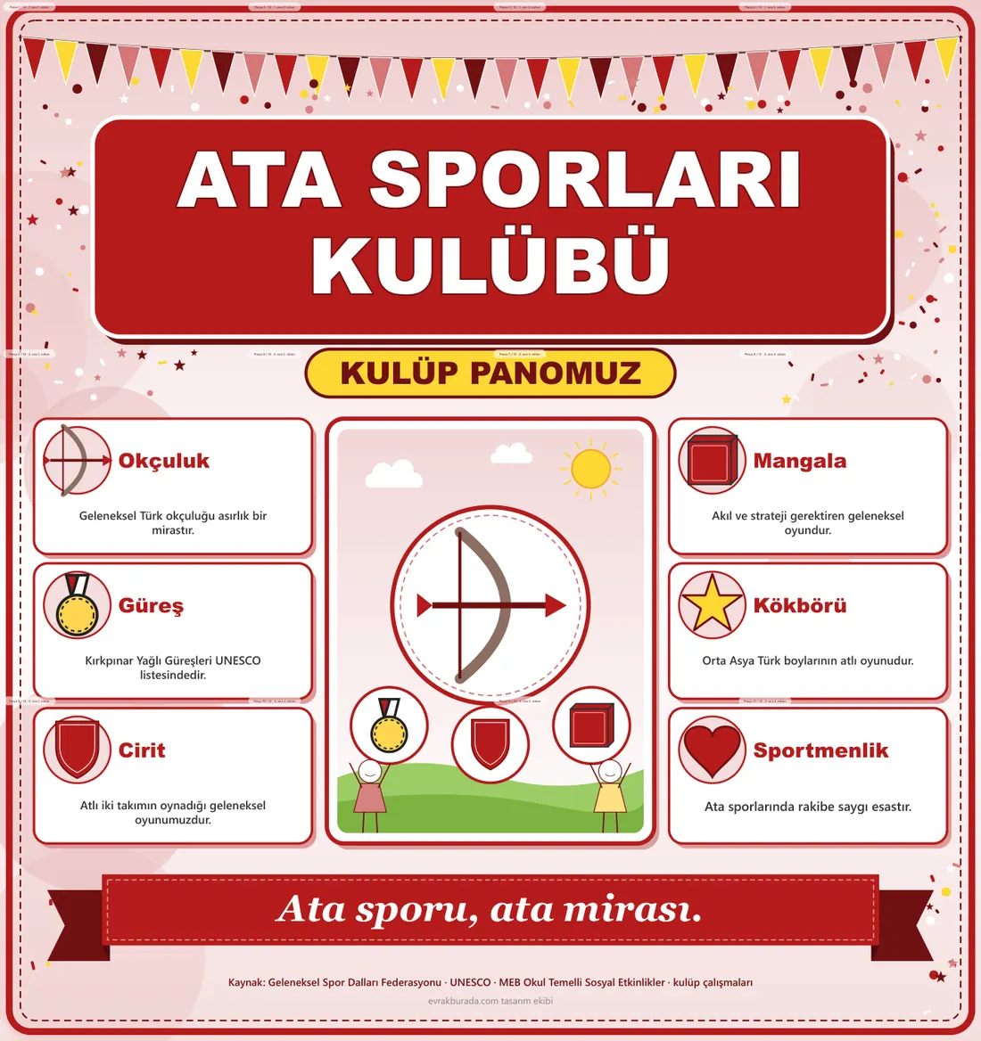Ata Sporları Kulübü Dev Panosu (12 parça · 84 × 89 cm) birleşik görünüm