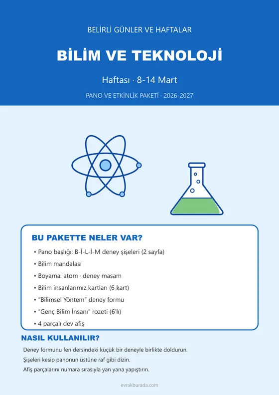 Bilim ve Teknoloji Haftası Pano ve Etkinlik Paketi kapağı