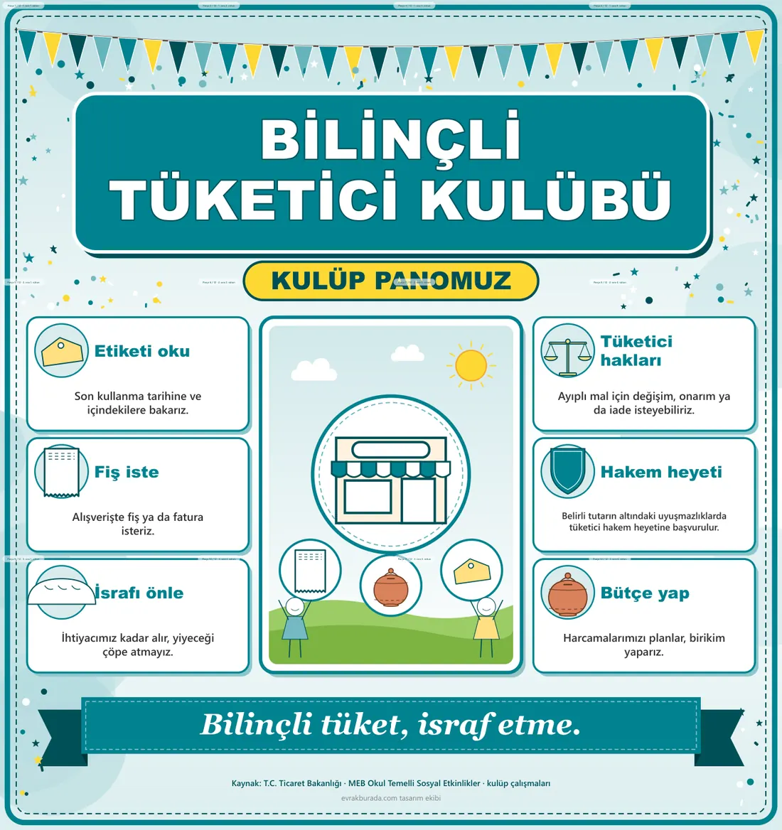 Bilinçli Tüketici Kulübü Dev Panosu (12 parça · 84 × 89 cm) birleşik görünüm
