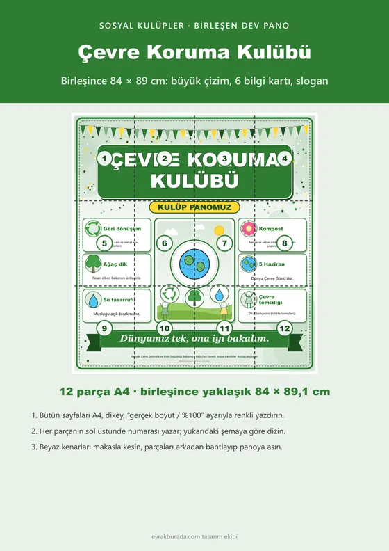 Çevre Koruma Kulübü Dev Panosu (12 parça · 84 × 89 cm) kapağı
