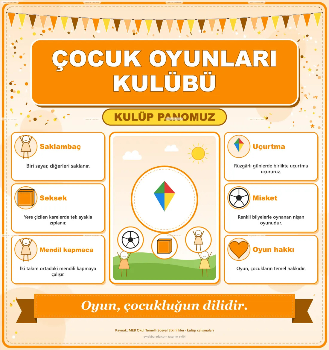 Çocuk Oyunları Kulübü Dev Panosu (12 parça · 84 × 89 cm) birleşik görünüm