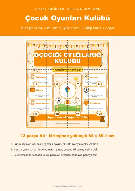 Çocuk Oyunları Kulübü Dev Panosu (12 parça · 84 × 89 cm) kapağı