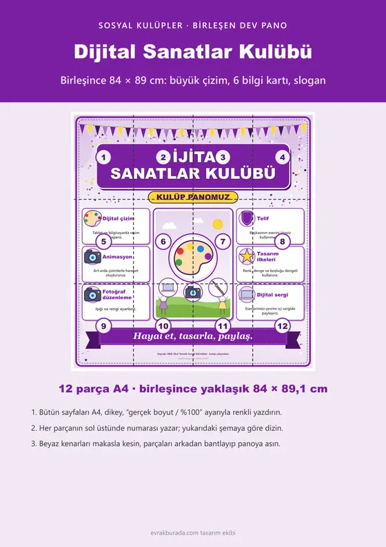 Dijital Sanatlar Kulübü Dev Panosu (12 parça · 84 × 89 cm) kapağı