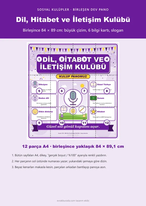 Dil, Hitabet ve İletişim Kulübü Dev Panosu (12 parça · 84 × 89 cm) kapağı