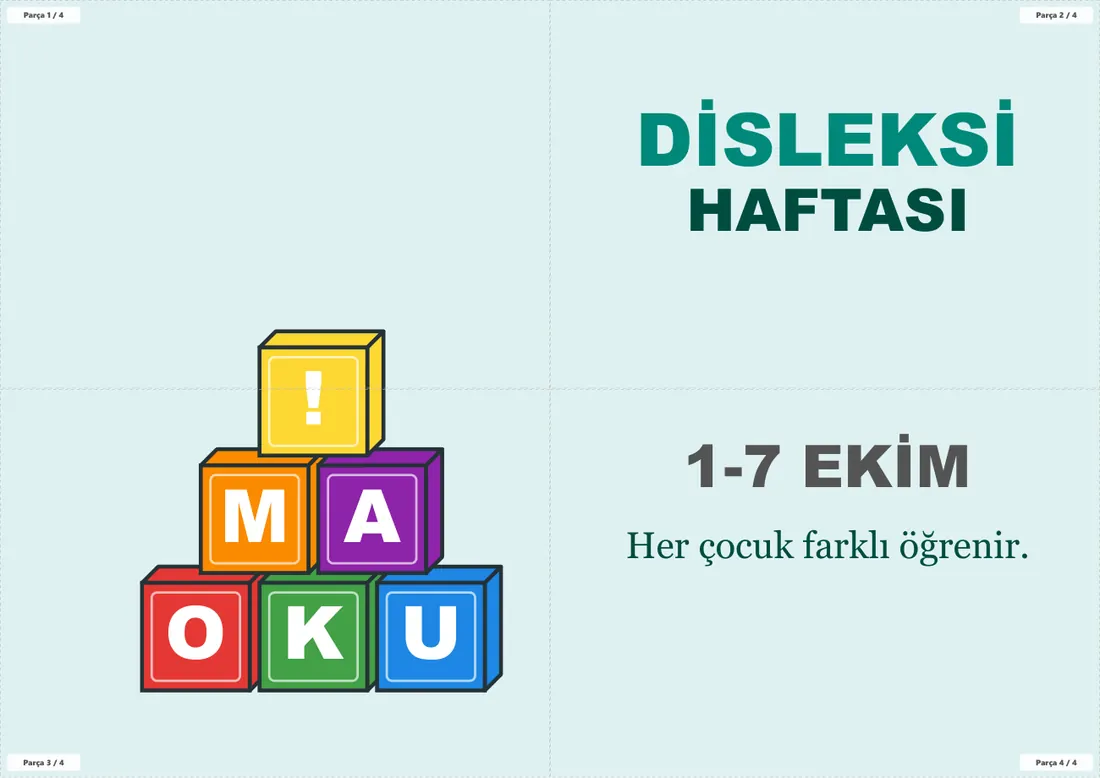 Disleksi Haftası ve Dünya Disleksi Günü Pano ve Etkinlik Paketi birleşik görünüm