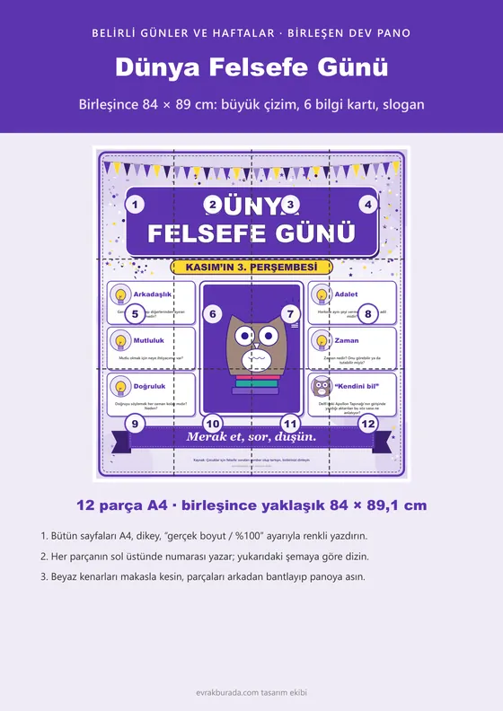Dünya Felsefe Günü Dev Panosu (12 parça · 84 × 89 cm) kapağı