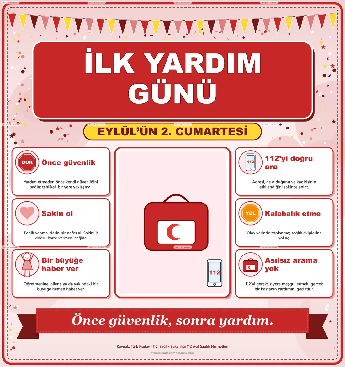 Dünya İlk Yardım Günü Dev Panosu (12 parça · 84 × 89 cm) birleşik görünüm