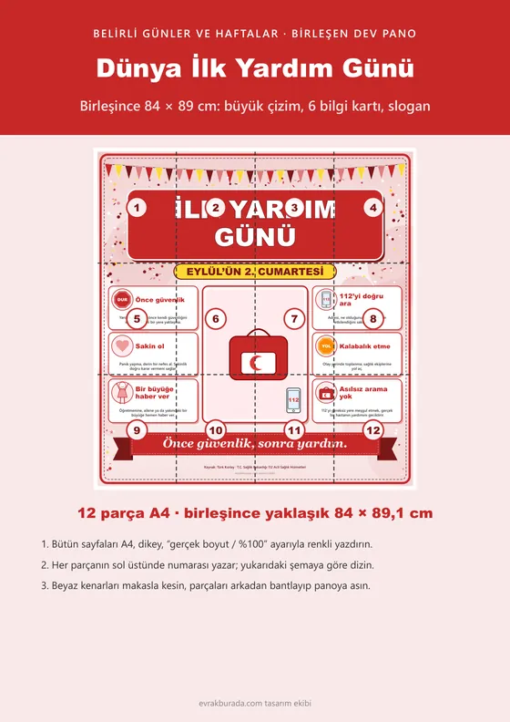 Dünya İlk Yardım Günü Dev Panosu (12 parça · 84 × 89 cm) kapağı