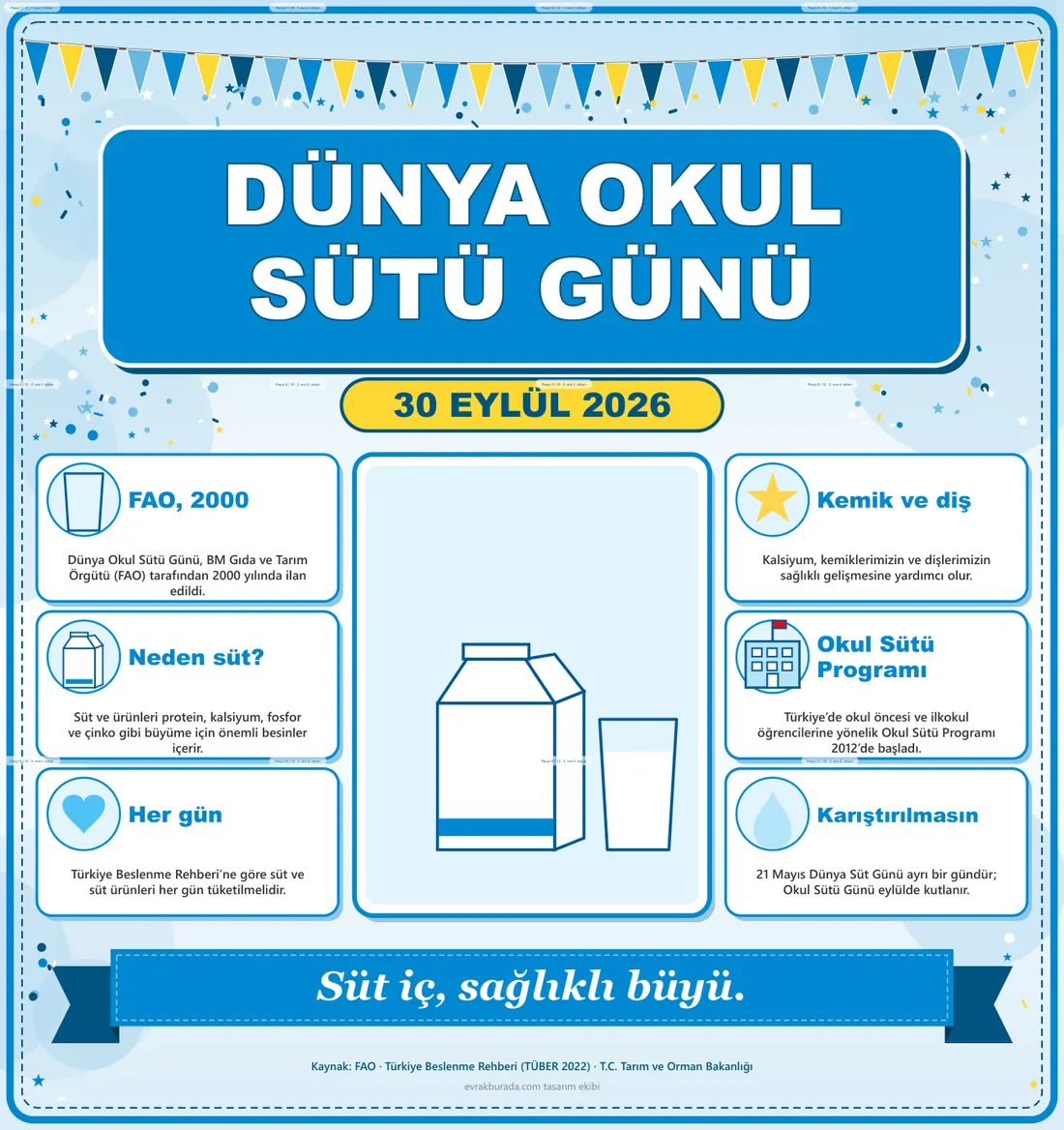 Dünya Okul Sütü Günü Dev Panosu (12 parça · 84 × 89 cm) birleşik görünüm
