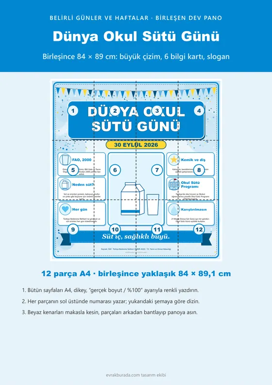 Dünya Okul Sütü Günü Dev Panosu (12 parça · 84 × 89 cm) kapağı