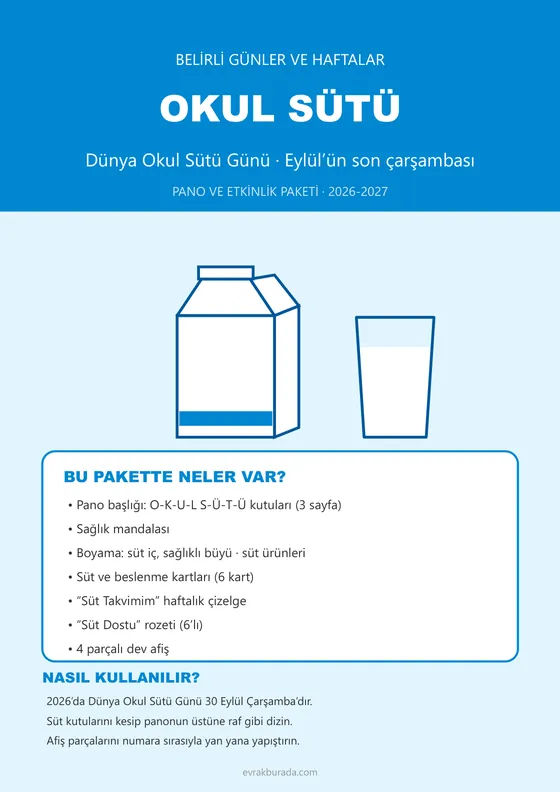 Dünya Okul Sütü Günü Pano ve Etkinlik Paketi kapağı
