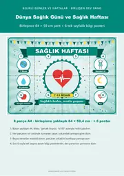 Dünya Sağlık Günü ve Sağlık Haftası Pano Şeridi ve 6 Bilgi Posteri (8 parça · 84 × 59 cm) — 1. sayfa