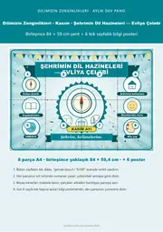 Dilimizin Zenginlikleri Kasım Panosu: Şehrimin Dil Hazineleri — Evliya Çelebi — Pano Şeridi ve 6 Bilgi Posteri (8 parça) — 1. sayfa