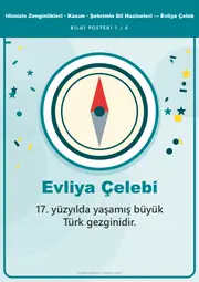 Dilimizin Zenginlikleri Kasım Panosu: Şehrimin Dil Hazineleri — Evliya Çelebi — Pano Şeridi ve 6 Bilgi Posteri (8 parça) — 10. sayfa