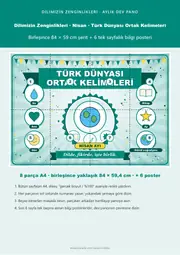 Dilimizin Zenginlikleri Nisan Panosu: Türk Dünyası Ortak Kelimeleri — Pano Şeridi ve 6 Bilgi Posteri (8 parça) — 1. sayfa