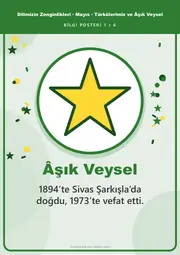 Dilimizin Zenginlikleri Mayıs Panosu: Türkülerimiz ve Âşık Veysel — Pano Şeridi ve 6 Bilgi Posteri (8 parça) — 10. sayfa