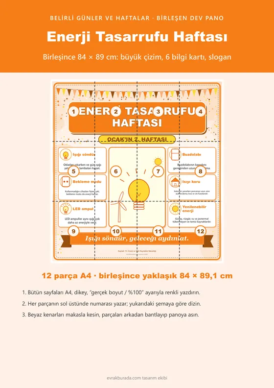 Enerji Tasarrufu Haftası Dev Panosu (12 parça · 84 × 89 cm) kapağı